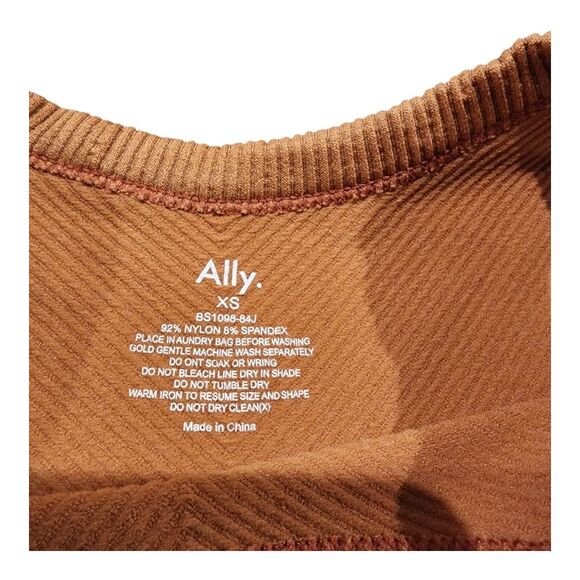 ALLY Ribbed Cropped Tank Top Size XS Brown Casual Streetware Summer Outdoor - Picture 3 of 6